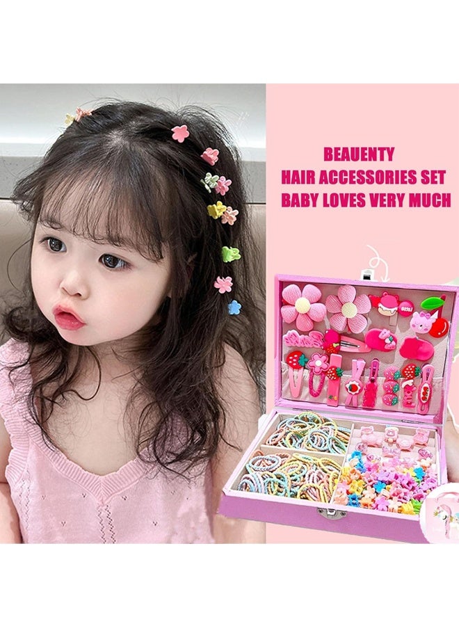 بيوينتي مجموعة ملحقات الشعر ، مجموعة لباس الشعر للبنات مع صندوق المجوهرات ، روابط الشعر ، مقاطع الشعر ، مجموعة ألعاب الأميرة الفاخرة ، ألعاب هدية لسن 3 4 5 6 7 8 9 10 البنات الأطفال الصغار - Image 3